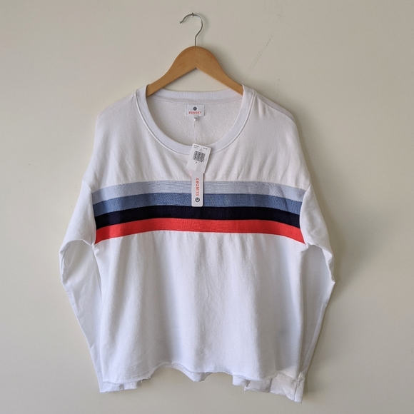 Sundry Fossler Multi-Stripe Crew Pullover Sweatshirt, M NWT - Picture 8 of 13